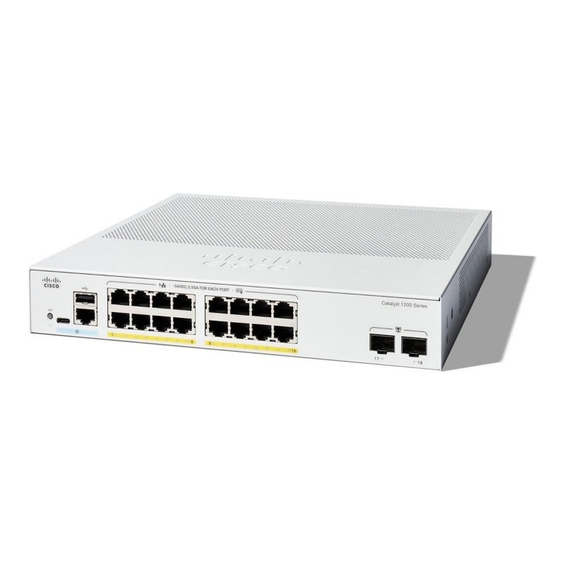 C1200-16P-2G Cisco Catalyst 1200-16P-2G Switch - 16 Smart Ports, Rack-Mountable