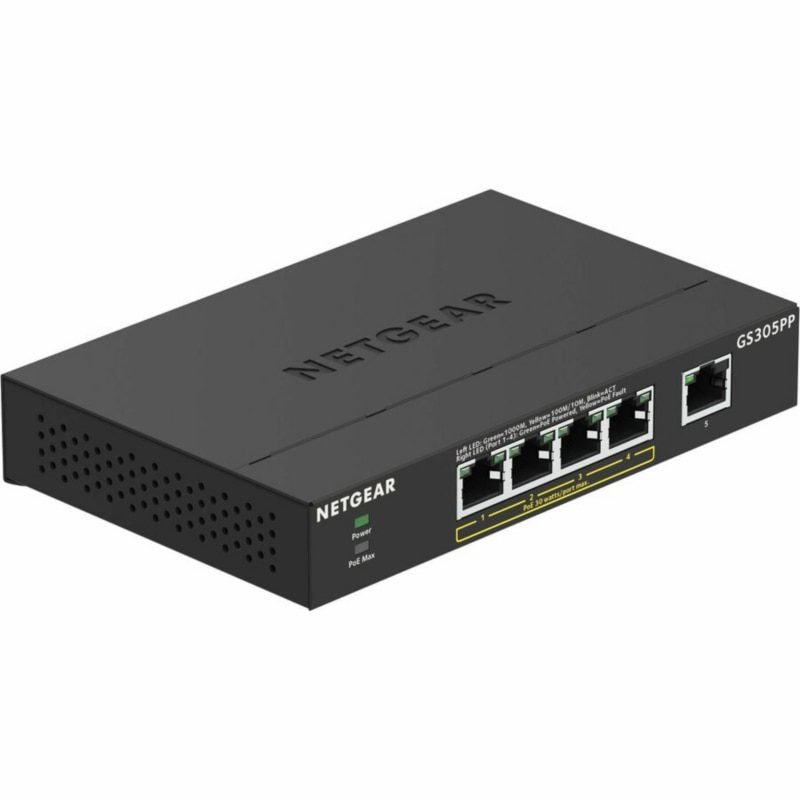 GS305PP-300NAS Netgear 5-Port Gigabit Ethernet Switch with PoE+ Capability