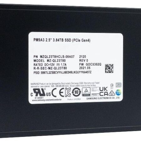 MZ-QL23T80 Samsung PM9A3 3.84TB NVMe U.2 SSD - PCIe 4.0 2.5-inch