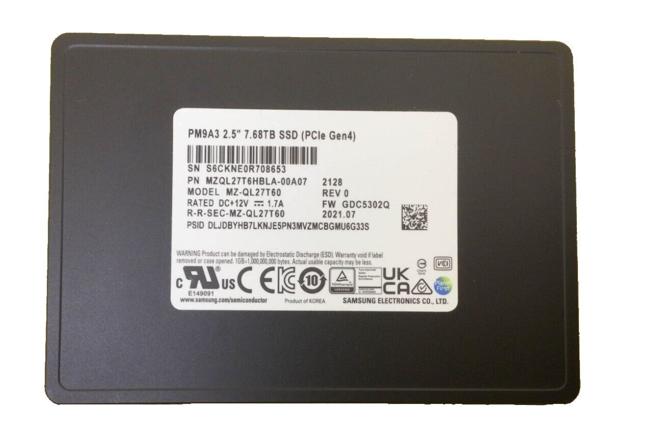 MZ-QL27T60 Samsung PM9A3 7.68TB U.2 NVMe Datacenter SSD